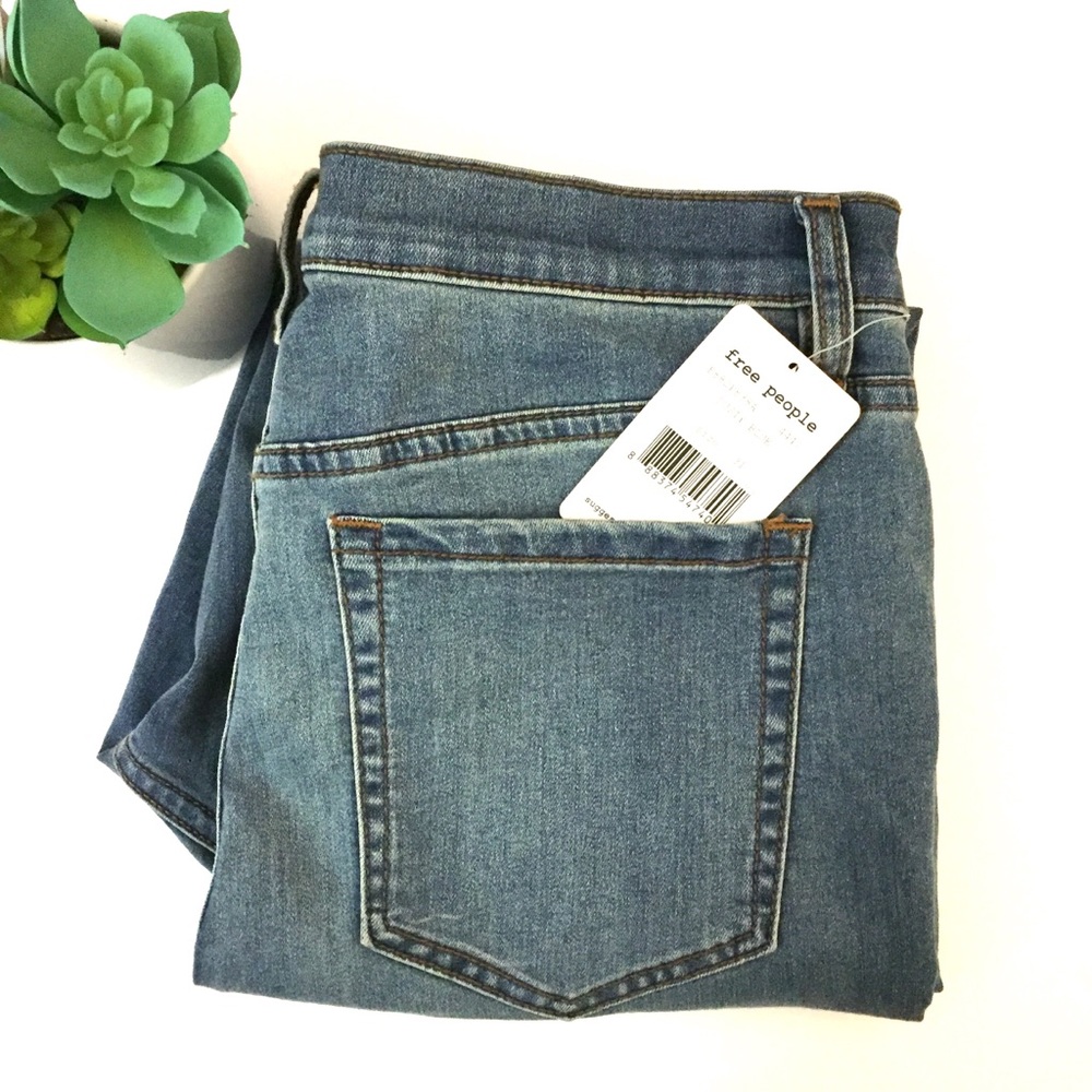 Free People High Rise Dusty Blue Skinny Jeans